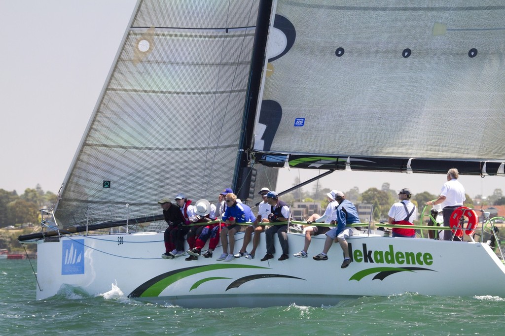 Dekadence finishes the Passage Race @ the festival of sails  - Festival of Sails, Geelong 2012 © Beth Morley - Sport Sailing Photography http://www.sportsailingphotography.com